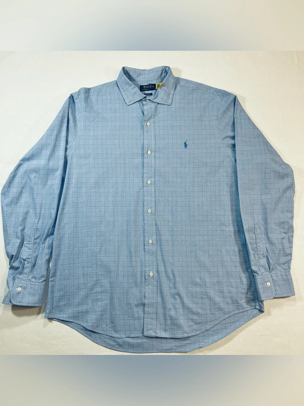 Polo Ralph Lauren Classic Fit Blue Plaid Shirt XL Pony Logo 100% Cotton
